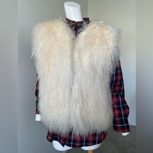 80's Vintage Mongolian Curly Sheep Fur Vest Boho Statement Outerwear